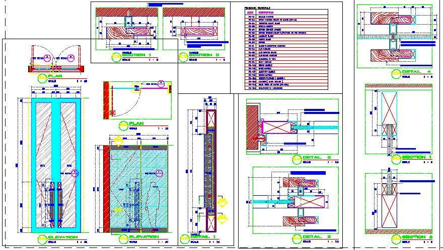 Complete Door Design CAD- Wooden Framed & Glass Pivot Doors